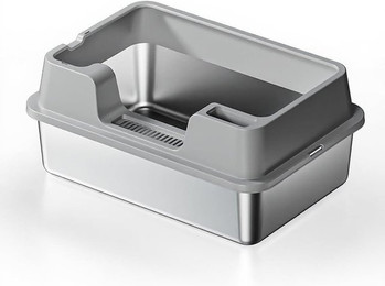 Produktbild von GarveeMore Katzentoilette Edelstahl Katze Müll Box mit Deckel Extra große Müll Box