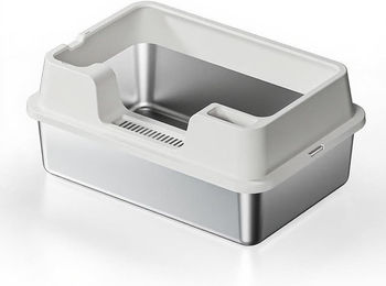 GarveeMore Katzentoilette Edelstahl Katze Müll Box mit Deckel Extra große Müll Box – Bild 1 von 2