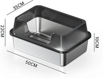 Produktbild von GarveeMore Katzentoilette Geschlossene Edelstahl Katze Müll Box mit Deckel Extra große Müll Box