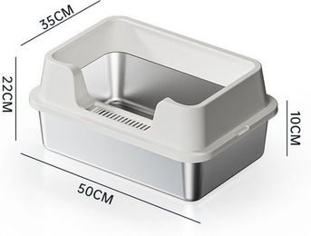 Produktbild von GarveeMore Katzentoilette Geschlossene Edelstahl Katze Müll Box mit Deckel Extra große Müll Box