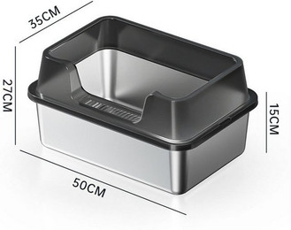 Produktbild von GarveeMore Katzentoilette Geschlossene Edelstahl Katze Müll Box mit Deckel Extra große Müll Box