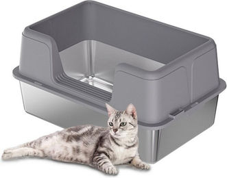 Produktbild von GarveeMore Katzentoilette Katzentoilette aus Edelstahl für Katzen