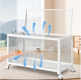 GarveeMore Kleintierkäfig Kunststoff Metall Maus Käfig mit Rädern Kleintier Habitat – Bild 1 von 5