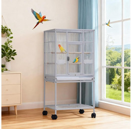 Produktbild von GarveeMore Vogelkäfig Großer Vogelkäfig mit Rollstand Schmiedeeisen Parakeetkäfig