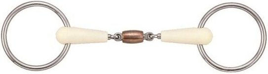 Produktbild von Gebiss 2 Ringe für Pferd abnehmbarer Ring doppelte Dichtung + Kupferrolle Soyo Happy mouth