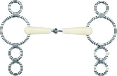 Produktbild von Gebiss mit 3 oder 4 Ringen für einseitig gegliederte Pferde Soyo Happy Mouth Pessoa