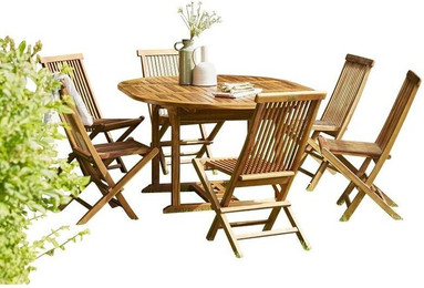 Produktbild von Geölte Gartenmöbel structure oval Wilsa Garden Teck T4/8+C6