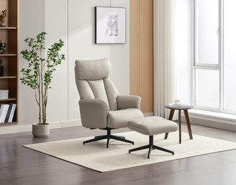 Produktbild von Gepolsteter Relaxsessel mit Hocker, ca. 76 x (86,5-113,5) x (109-91,5) cm - Beige