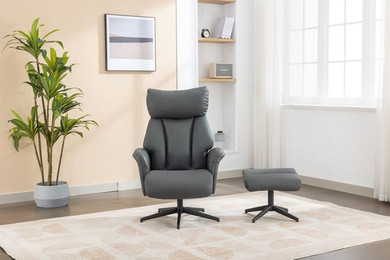 Produktbild von Gepolsteter Relaxsessel mit Hocker, ca. 76 x (86,5-113,5) x (109-91,5) cm - Hellgrau