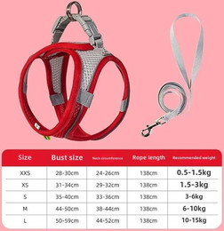 Produktbild von Geschirre für Hunde Seil Welpenhalsband Kleidung Weste Brust Reflektierend und Atmungsaktiv Verstellbar Outdoor Walking Haustierbedarf L 10-15kg rot