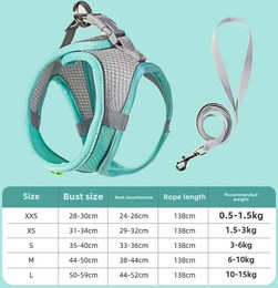 Produktbild von Geschirre für Hunde Seil Welpenhalsband Kleidung Weste Brust Reflektierend und Atmungsaktiv Verstellbar Outdoor Walking Haustierbedarf S 3-6kg