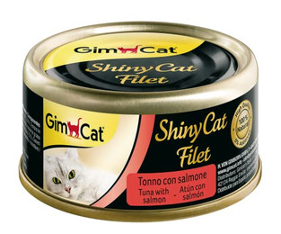 Produktbild von GIMCAT Shiny Cat Filet Thunfisch & Lachs - 24 x 70 g