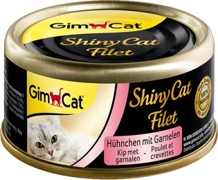 Produktbild von GimCat ShinyCat Filet Dose 6 x 70 g - Hühnchen & Garnelen