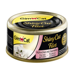 Produktbild von GimCat ShinyCat Filet Huhn mit Garnelen - 24 x 70 g