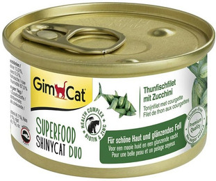 Produktbild von GimCat Superfood ShinyCat Duo 70 Gramm Katzennassfutter 24 x 70 Thunfischfilet mit Zucchini