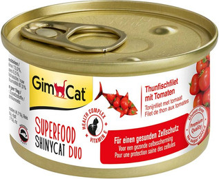 Produktbild von GimCat Superfood ShinyCat Duo Thunfisch mit Tomaten - 24 x 70 g