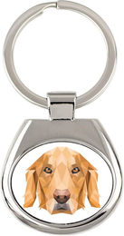 Produktbild von Golden Retriever geometrischer Schlüsselanhänger mit Foto und Aufschrift Art-Dog