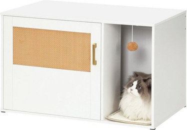 Produktbild von Gotagee Katzenkäfig 50x80x50cm mit Rattan Tür und versteckter Katzentoilette