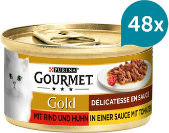 Produktbild von GOURMET Gold Délicatesse en Sauce mit Rind und Huhn - 48 x 85 g