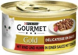 Gourmet Gold Délicatesse en Sauce Rind und Huhn in Tomatensauce - 12 x 85 g – Bild 1 von 3