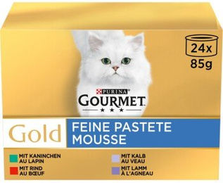 GOURMET Gold Feine Pastete Kaninchen Rind Kalb Lamm - 24 x 85 g – Bild 1 von 3
