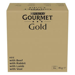 Gourmet Gold Feine Pastete Mix Rind, Kaninchen, Lamm, Kalb - 96 x 85 g – Bild 1 von 9