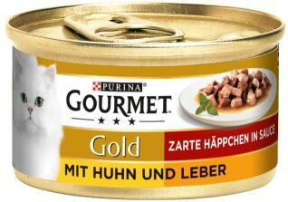 GOURMET Gold Zarte Häppchen Huhn und Leber - 12 x 85 g – Bild 1 von 3