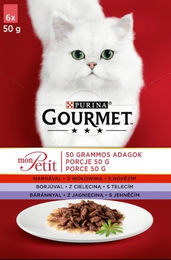 Produktbild von GOURMET Mon Petit Nassfutter Mix Geschmacks Rind Kalb Lamm für adulte Katzen 6x50 g
