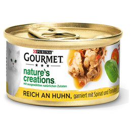 Produktbild von Gourmet Nature's Creations Huhn mit Tomate und Spinat - 12 x 85 g