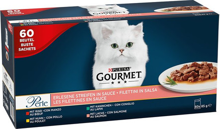 Produktbild von Gourmet Perle Erlesene Streifen Katzenfutter nass Sorten-Mix - 60 x 85 g