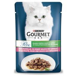 Produktbild von Gourmet Perle Erlesene Streifen mit Forelle und Spinat - 24 x 85 g