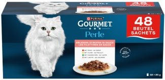GOURMET PERLE Nassfutter Katze, Adult, Erlesene Streifen 48x85g – Bild 1 von 3