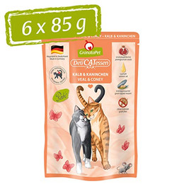 Produktbild von GranataPet DeliCatessen Kalb & Kaninchen Nassfutter für Katzen - 6 x 85 g