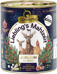 Produktbild von GranataPet Liebling´s Mahlzeit Jubiläumsedition - Sparpaket: Wild & Hühnerherzen (24 x 800 g)