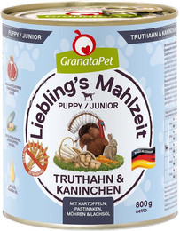 Produktbild von GranataPet Liebling's Mahlzeit Junior Truthahn und Kaninchen 12x800g