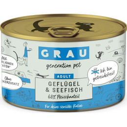 Produktbild von GRAU Adult Getreidefrei Geflügel & Seefisch Katzenfutter - 6 x 200 g