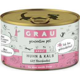 Produktbild von GRAU Adult Getreidefrei Huhn & Kalb Katzenfutter - 6 x 200 g