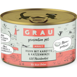 Produktbild von Grau Adult Nassfutter für Katzen Huhn mit Karotte & Katzenminze - 6 x 200 g