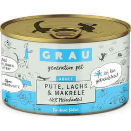 Produktbild von Grau Adult Nassfutter für Katzen – Pute, Lachs, Makrele - 6 x 200 g