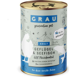 Produktbild von Grau – das Original – Nassfutter für Katzen Geflügel & Seefisch - 6 x 400 g