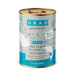 Produktbild von Grau – das Original – Nassfutter für Katzen Kitten Truthahn & Forelle - 6 x 400 g