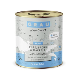 Produktbild von Grau – das Original – Nassfutter für Katzen mit Pute, Lachs & Makrele - 800 g