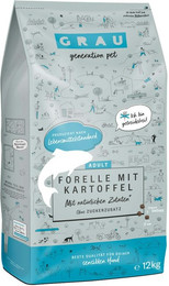 Produktbild von grau Forelle + Kartoffel Hund Hundetrockenfutter Sparpaket 2 x 12 Kilogramm
