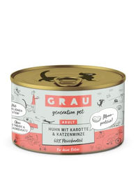 Grau getreidefreies Katzenfutter Huhn, Karotte & Katzenminze - 6 x 200 g – Bild 1 von 6