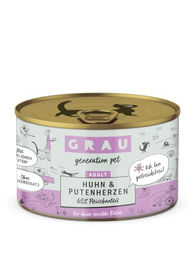 Grau getreidefreies Katzenfutter Huhn & Putenherzen - 6 x 200 g – Bild 1 von 4