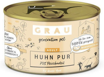 Produktbild von grau Hund 200 Gramm Hundenassfutter Sparpaket 12 x 200 Gramm Huhn pur