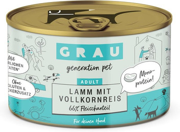 Produktbild von grau Hund 200 Gramm Hundenassfutter Sparpaket 12 x 200 Gramm Lamm mit Vollkornreis