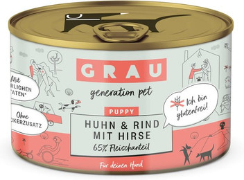 Produktbild von grau Hund 200 Gramm Hundenassfutter Sparpaket 12 x 200 Gramm Puppy/Junior mit Huhn