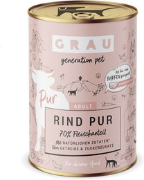 Produktbild von grau Hund 400 Gramm Hundenassfutter 6 x 400 Gramm Rind pur