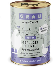 Produktbild von grau Hund 400 Gramm Hundenassfutter 6 x 400 Gramm Senior Geflügel & Ente